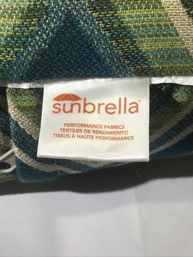Sunbrella Fischer Lagoon Green / Blue Set Of 2 Outdoor Patio Pillows YS-424 - Picture 4 of 7