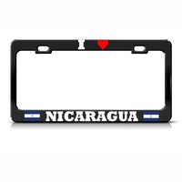 I Love Nicaragua Black Heavy Duty License Plate Frame Nicaraguan Flag Auto Tag I Love Nicaragua Black Heavy Duty License Plate Frame Nicaraguan Flag Auto Tag