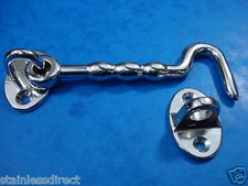 4" CABIN HOOK /CONSERVATORY/DOOR STAY/GATE/STAINLESS STEEL 316 NO RUST FREE POST