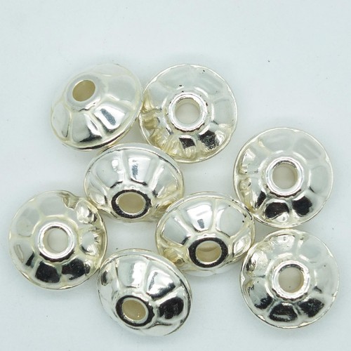 16mm Wagon Wheel Metalized Large Hole Beads Bright Silver Finish pk/8 - Bild 1 von 3