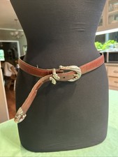 Vtg Brighton Belt Brown Leather  Silver L 24507 GUC