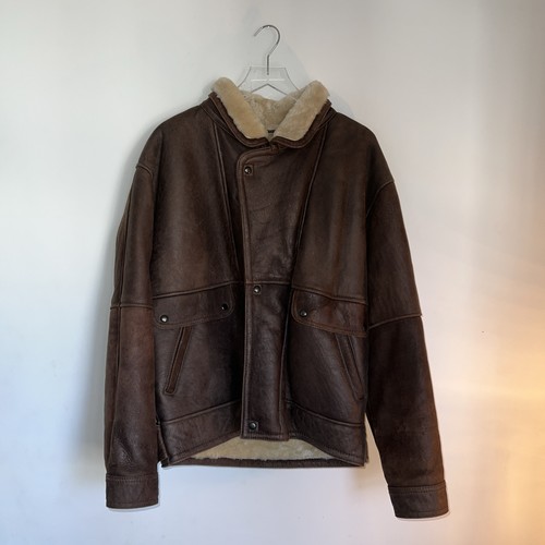 Vtg Eberle Genuine Leather Flight Jacket Sherpa Lined Size 42 Made In Uruguay