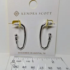 Kendra Scott Traci Silver Hoop Earrings with White CZ