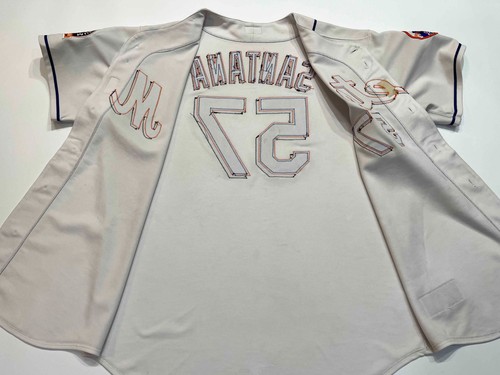 Majestic Authentic MLB 2008 New York Mets SANTANA #57 Jersey Sz 52 White USA - Picture 9 of 12