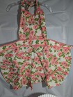 Jessie Steele Pink Floral Linen Cotton Apron Detachable Button On Bib Pocket OS 