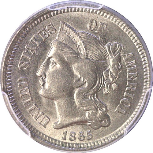 1865 3CN Nickel Three Cent PCGS MS-63 - Picture 2 of 3