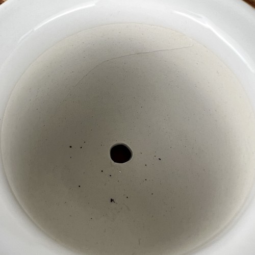 Set/2 Chinese 4-1/2” Garden Motif Jardiniere Pot Planter Hand Painted Drain Hole - Picture 8 of 11