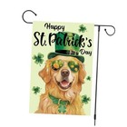 Happy St. Patrick’s Day Garden Flag, Linen Irish Flag Shamrock Dog Lucky