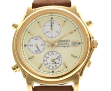 Orologio Vintage [Quasi Come Nuovo] SEIKO 7T32-6F70 Full Lumibrite Oro Uomo Quarzo GIAPPONE