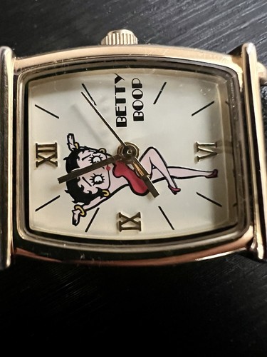 VINTAGE BETTY BOOP VALDAWN WRISTWATCH - 19MM - GENUINE LEATHER BAND - KEEPS TIME - Picture 5 of 12