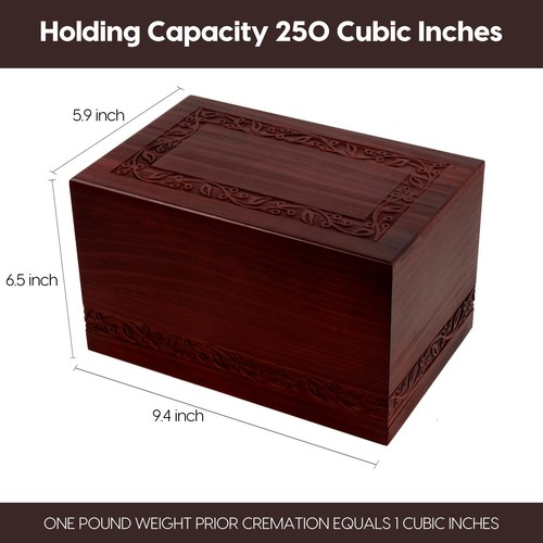 Wooden Urns for Human Ashes Adult Male Female, Up to 250 Cubic inches,Wood Cr... - Picture 2 of 8