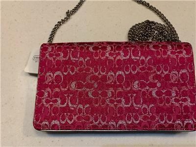 NEU MIT ETIKETT DISC AUTHENTIC COACH ABENDTASCHE HEISSROSA/SILBER OP ART LUREX F44144 - Bild 9 von 13