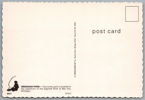 Bay City Michigan Wenonah Park Saginaw River c1982 4x6 Postcard - Picture 2 of 4