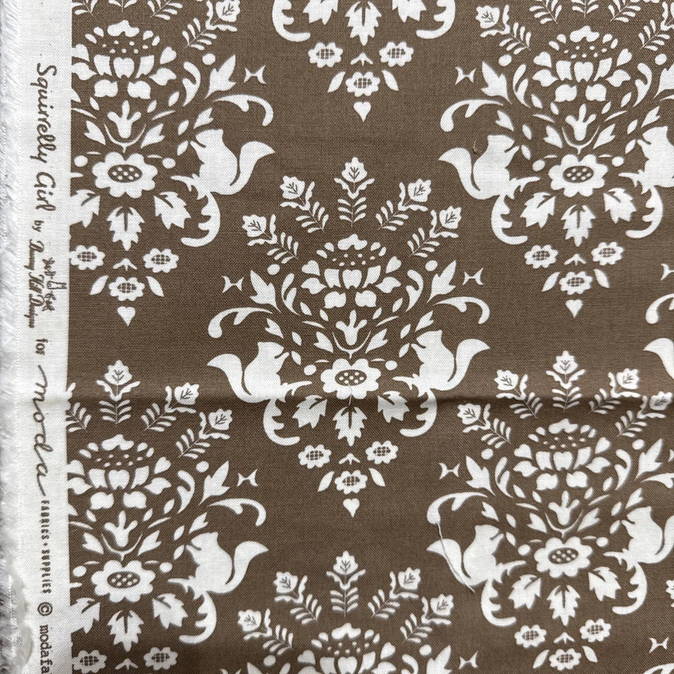 Squirrelly Girl Moda Fabrics Damask Pattern Brown 42”x36” One Yard - Image 4 of 4