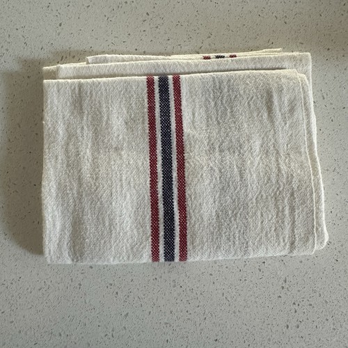 Charvet Editions "Drapeau - Blanchi", White woven linen tea towel. France.