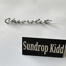 Vintage Chevrolet Script Logo Lettering Oem Metal Car Emblem Badge