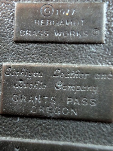 Bergamotte Siskiyou Vintage 1977 Indianer Indianer Häuptling Messing Gürtelschnalle  - Bild 5 von 7