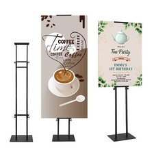 Heavy Duty Poster Display Stand 79" Double-Sided Pedestal Sign for Exhibitions