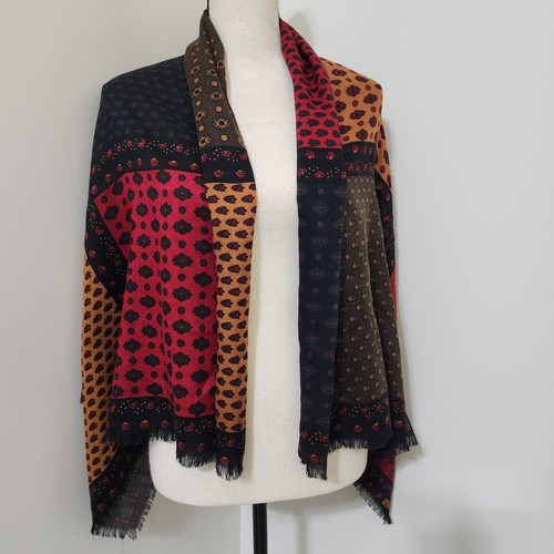 souleiado Vintage Huge French Provence Woven Scarf Shawl Rare 54" x 54" Patch - Picture 6 of 14