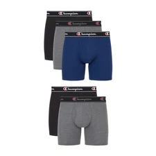 Champion Mens X-Large 5 Pack Cotton Stretch Boxer Briefs - Gray Black Blue
