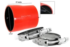 RED Silicone Reducer Coupler Hose 3"-2.5" 76 mm-63 mm + T-Bolt Clamps SB