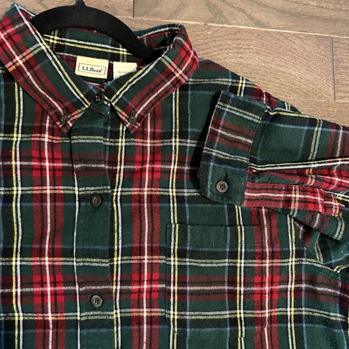 LL Bean Damen XL Reg Scotch Karo Flanell Langarm Button Down Baumwolle