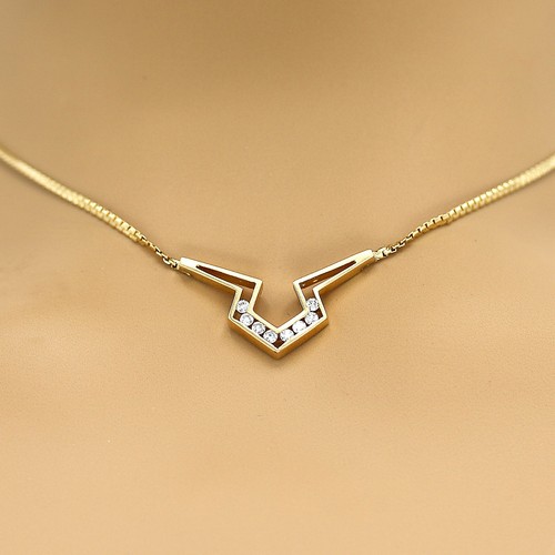 14k Gold Diamond Choker Necklace - Picture 2 of 5