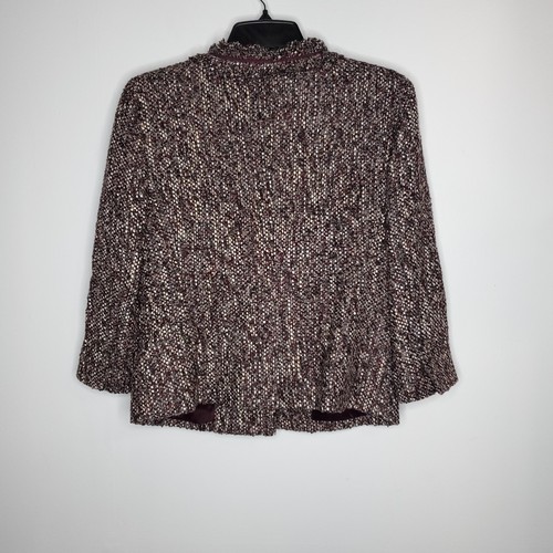 Talbots Womens SZ 2 Blazer Purple Tweed Wool Blend Jacket Snap Up V Neck Lined - Picture 2 of 18