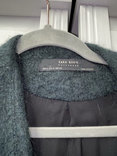Zara Forest Green Alpaca Wool Pea Coat Size XL Fit Size 16 Festive Colour - Picture 10 of 15