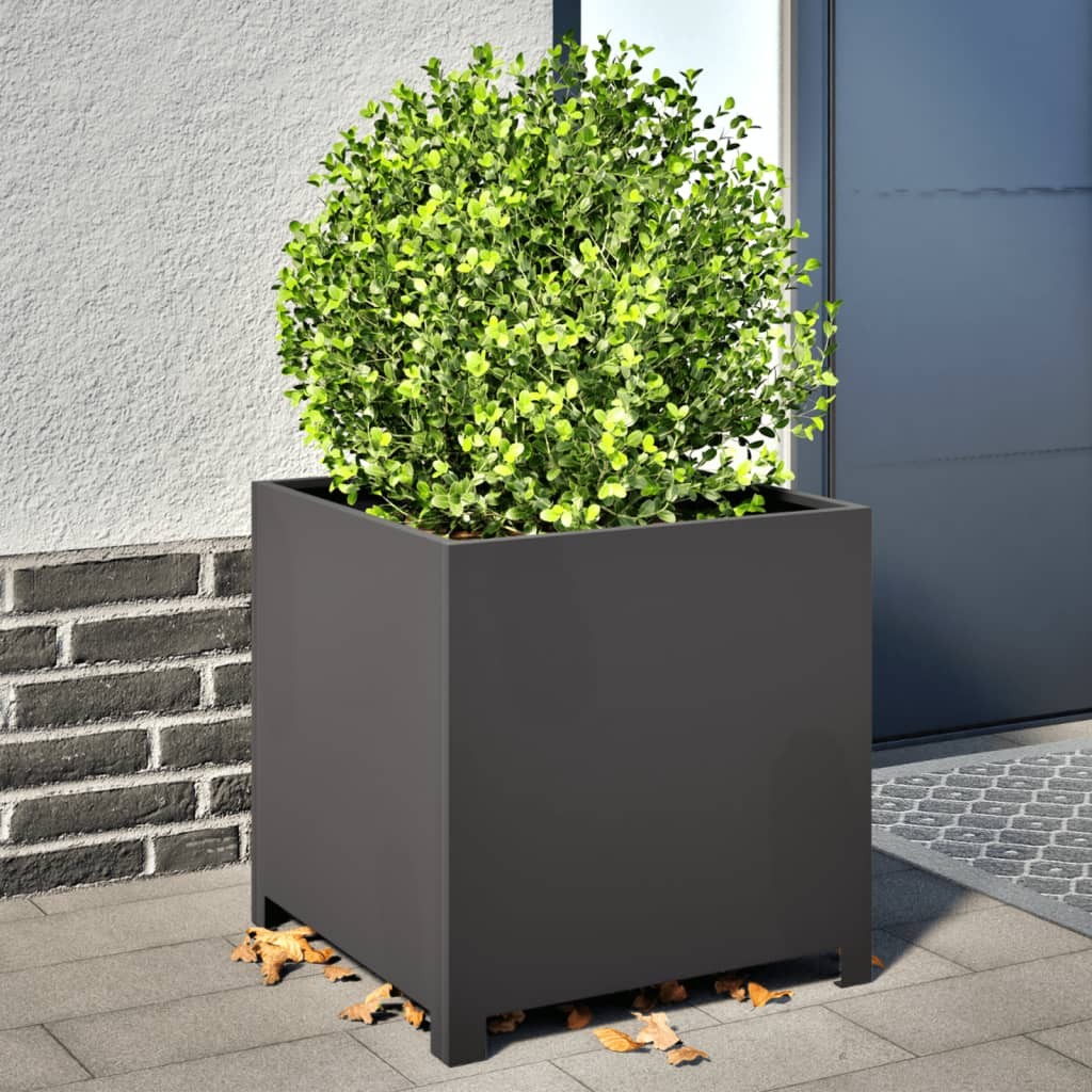 vidaXL Fioriera da Giardino Nera 50x50x50 cm in Acciaio