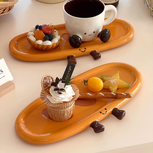 3D Baguette Dessert Plate Hand Painted Breakfast Plate Cute Bread Plate Home - Picture 4 of 9
