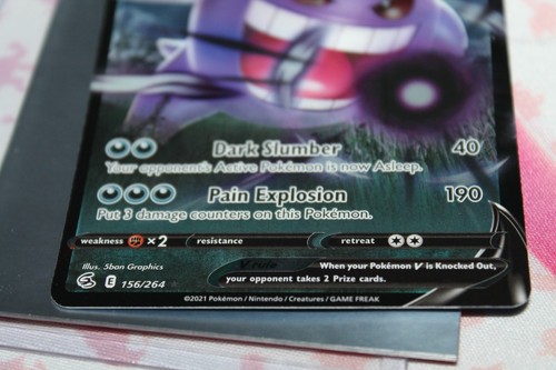 Carte Pokemon Gengar V 156/264 Frappe de Fusion NM Full Art Ultra Rare - Photo 3/6