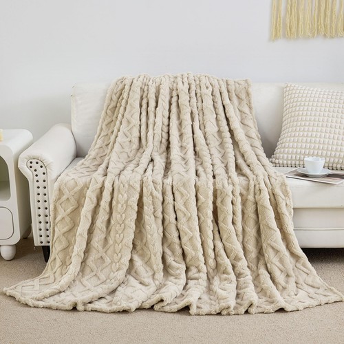 Fleece Twin Blanket - 3D Stylish Design, Lightweight Blanket Super Soft, Fluf...