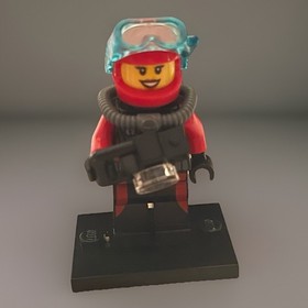 LEGO City Deep Sea Diver Female Minifigure Red Suit Scuba Gear 60091 2015