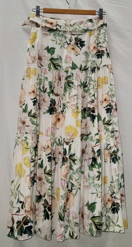 WITCHERY sz XS 8 PRINTED Midi TIERED SKIRT Romantic Floral Print High Waist #E - Picture 9 of 14