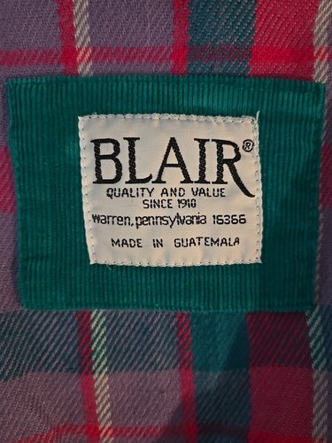 Giacca vintage Blair verde velluto a coste zip e bottoni colletto foderato a quadri taglia L - Foto 6 di 8