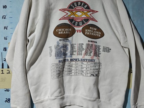 Vintage Chicago Bears Shirt Mens Small White NFL Football Super Bowl XX 80s - Afbeelding 9 van 11