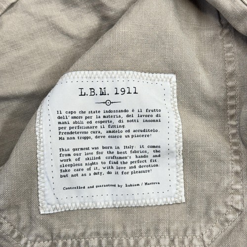 L.B.M. 1911 Clubwear Chore Jacket Mens Large Khaki Cotton Linen Made in Italy - Picture 5 of 12