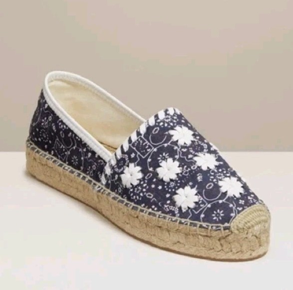 Jack Rogers Palmer Espadrille Slip-On Shoes Bandana Blue Flats Nautical Size 8.5