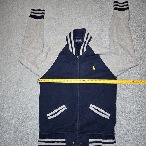 Chaqueta de béisbol Polo Ralph Lauren para hombre suéter universitario mediano azul marino y gris - Imagen 7 de 11