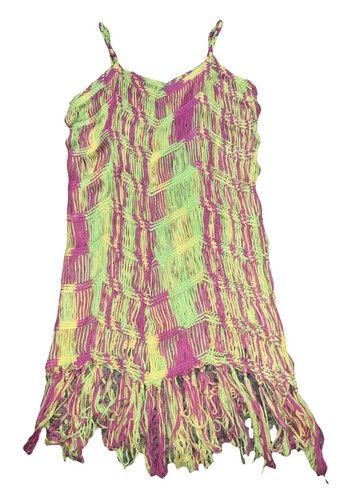 Fashion Nova Crochet Dress Womens Small Neon Pink combo Vanessa Swim Cover Up - Picture 1 of 16