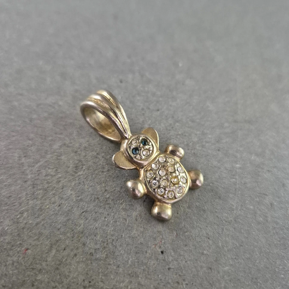 Niedlicher Vintage Teddybär Anhänger mit Strasssteinen - Bild 3 von 4