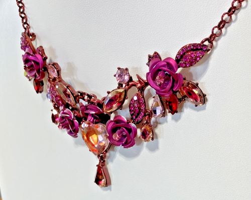 Betsey Johnson Blume & Kristall Halsband Halskette 18 Zoll + 3 Zoll Verlängerung/Mängel - Bild 4 von 8