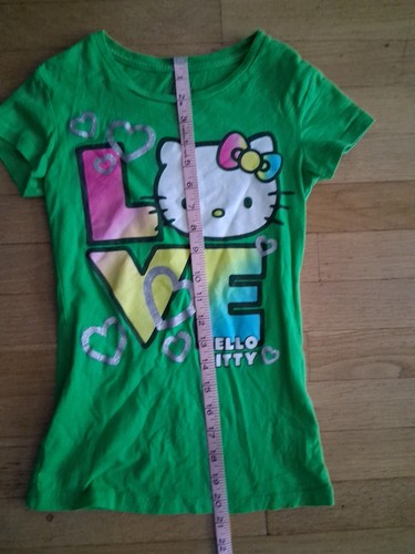 Sanrio Hello Kitty T shirt Love Glitter Green Size Medium - Picture 4 of 5