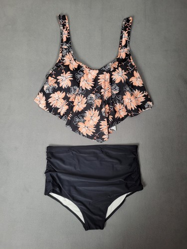 Damen Zweiteiliges Bikini Set Rüschen Volant Oberteil Hohe Taille Unterteil Badeanzug XL - Bild 2 von 7