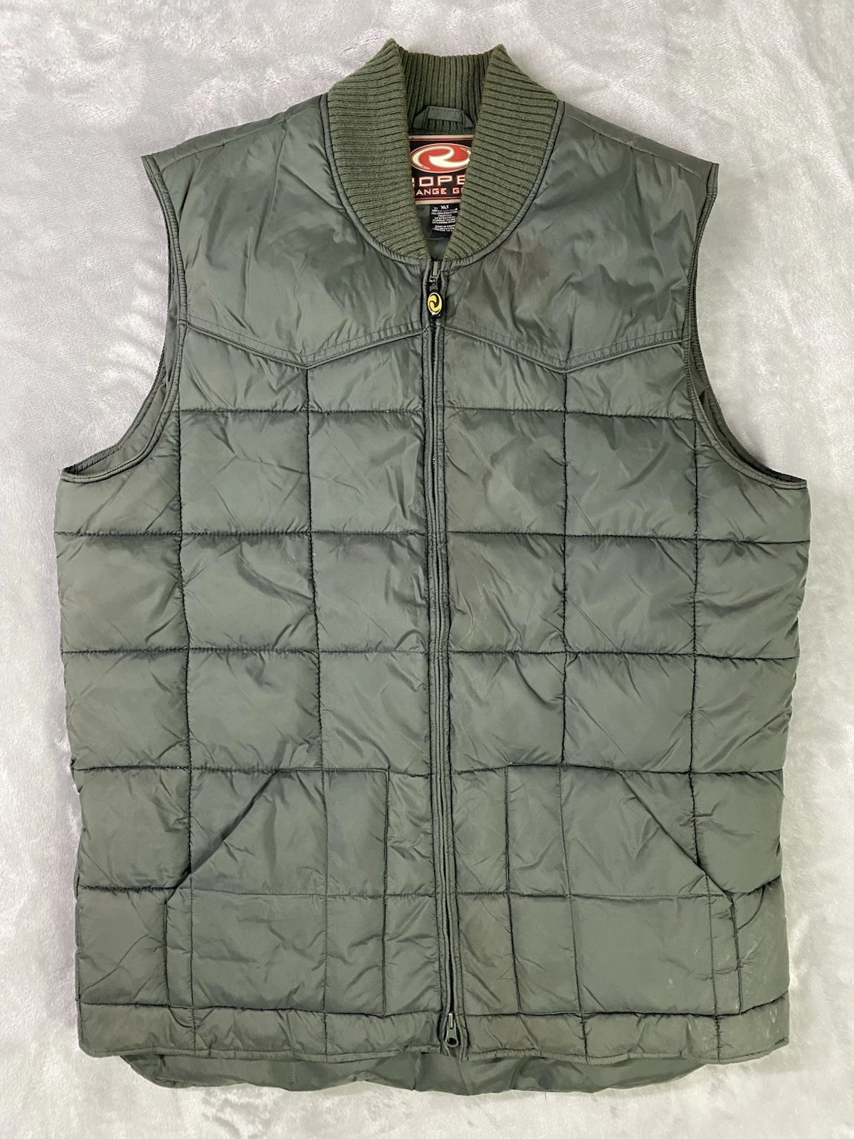 Roper Range Gear Duck Down Puffer Vest Mens XLT Brown Feather Insulated Outdoor