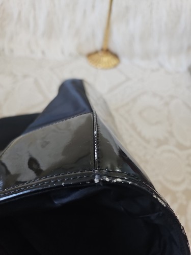 Tory Burch Black Nylon Patent Leather Large Ella Tote Bag Y2K  - Picture 6 of 12