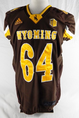 2018 Wyoming Cowboys #64 Game Used Brown Jersey Football 2XL 345