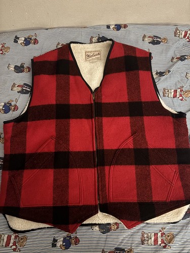 Vintage Woolrich Wollweste Büffel kariert gefüttert XL MIUSA 