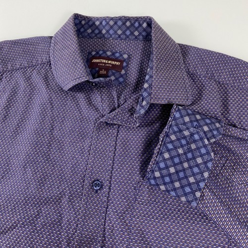 Johnston & Murphy Mens L Geometric Pattern L/S Button Down Shirt Flip Cuff